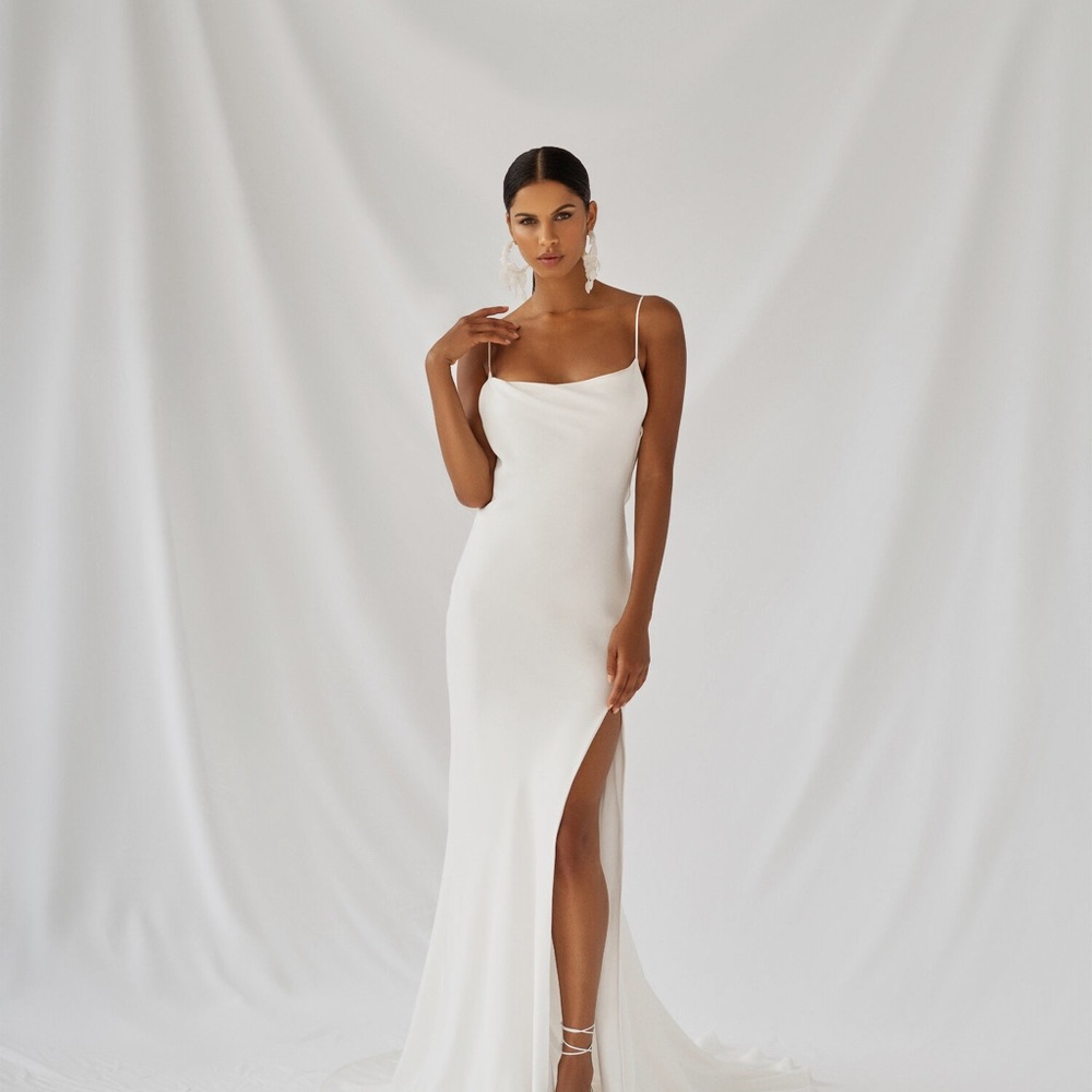 Alexandra Grecco Lotus Gown, Satin Slip Wedding Dress